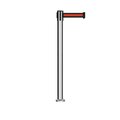 Montour Line Stanchion Belt Barrier Fixed Base Pol.Steel Post 9ft.Black/Rd HL Belt MX630F-PS-BRH-90